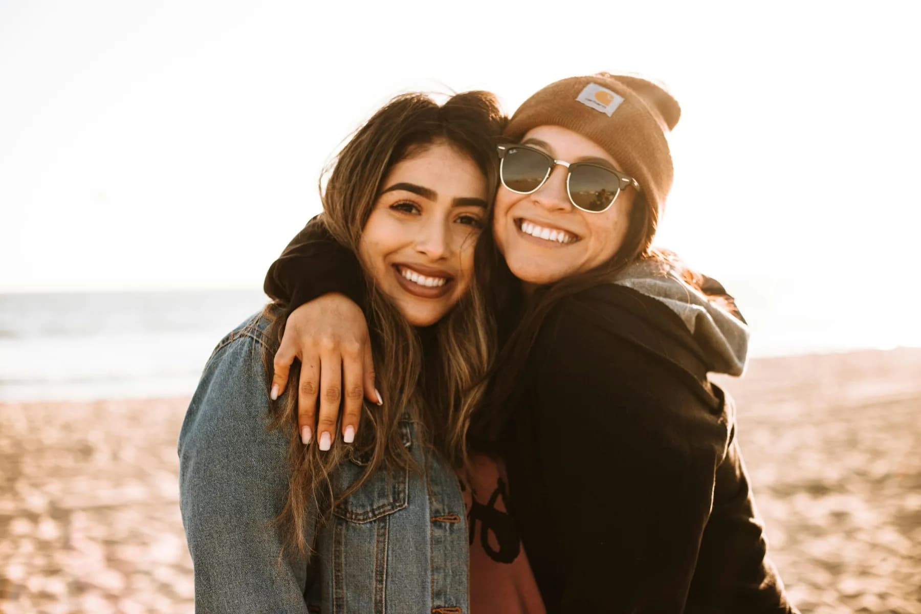 Two friends smiling together