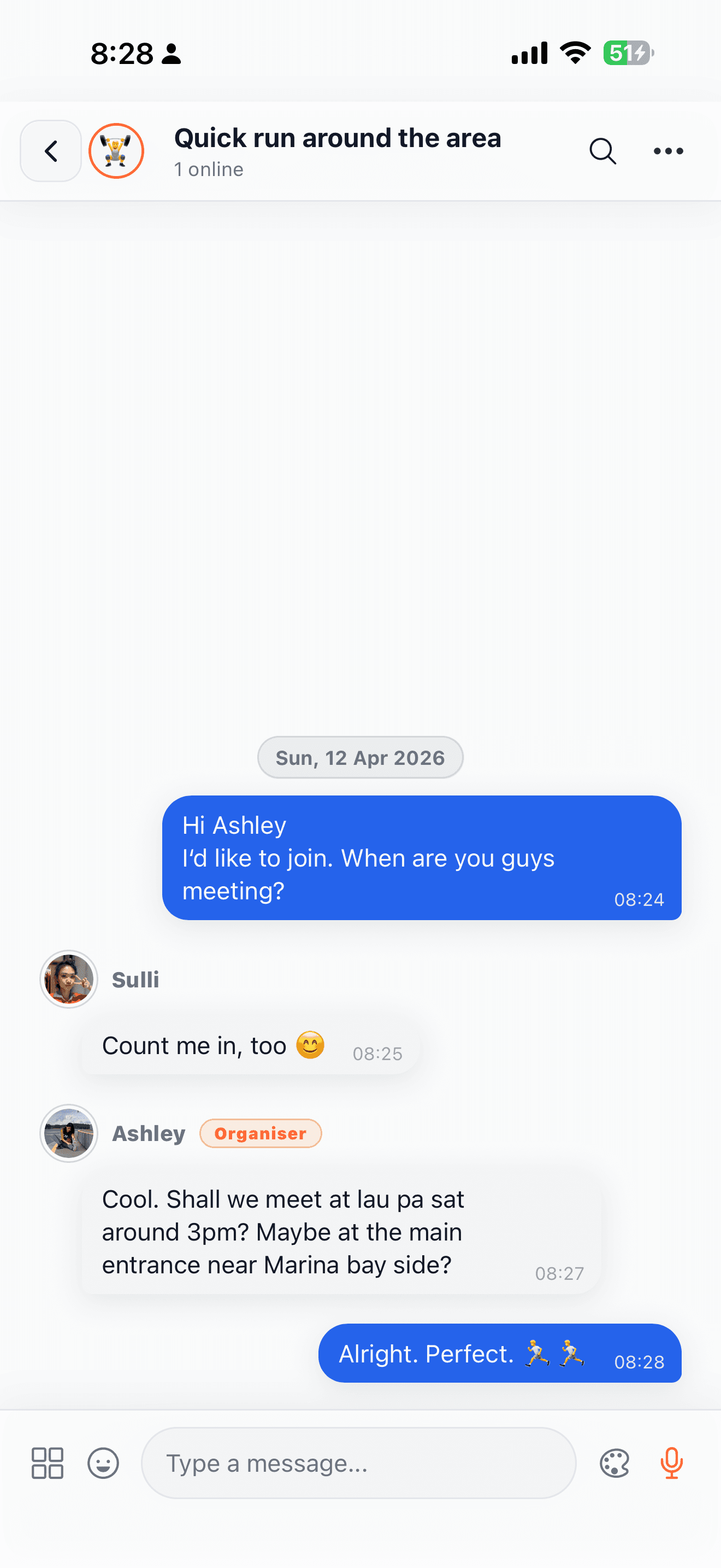 Pulse group chat screenshot