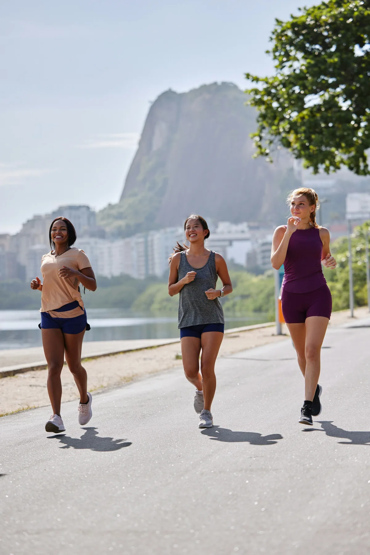 Three friends running together